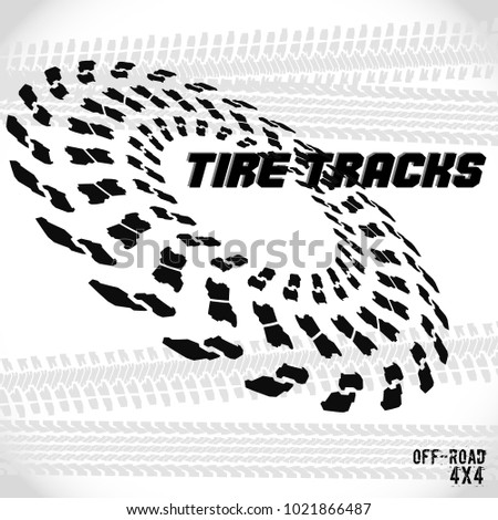 Tire track silhouette print. Logo design. Rubber for trucks. Vector illustration EPS10.