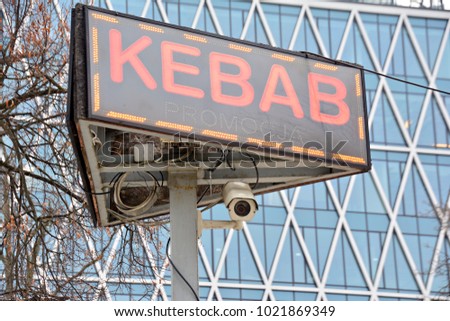 Sign kebab on the mast