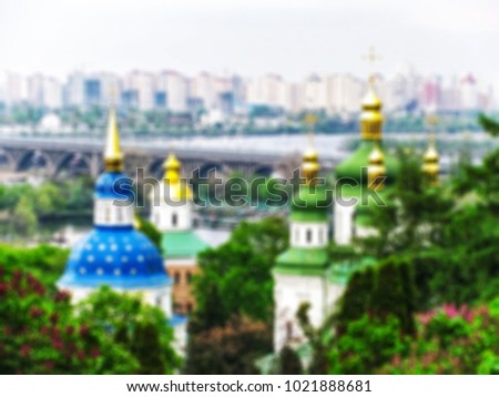 Creative story on the theme of Orthodox faith and Christianity with a blurred surface image with bokeh elements   