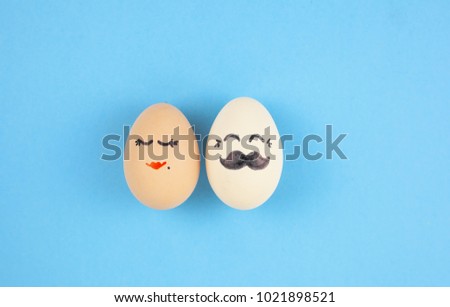 Easter concept.eggs with face 