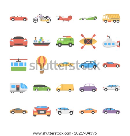 
Flat Icons Set of Transport
