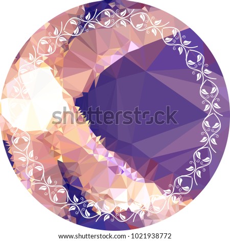 Mosaic frame with abstract flowers silhouettes. Vector clip art