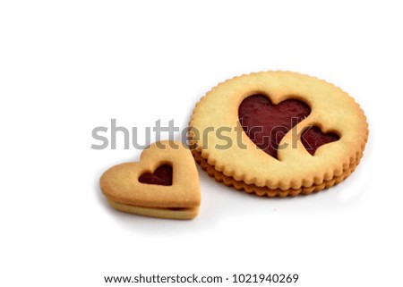 Pastry with hearts stock images. Sweet valentine pastry. Valentines Day concept. Sweet valentines day still life
