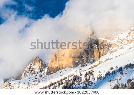 Beautiful landscape in Dolomites Mountains, Carezza ski resort, Italy