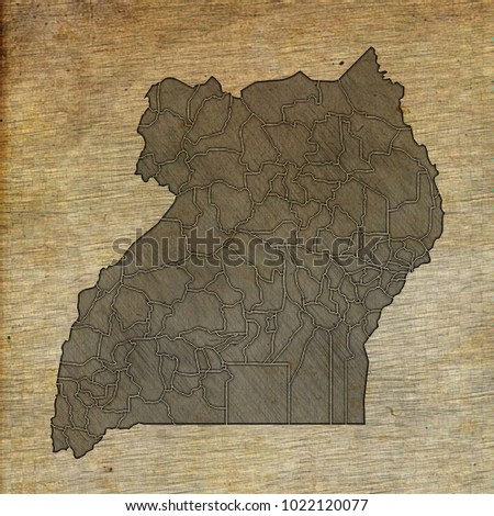 Uganda map old sketch hand drawing on vintage background