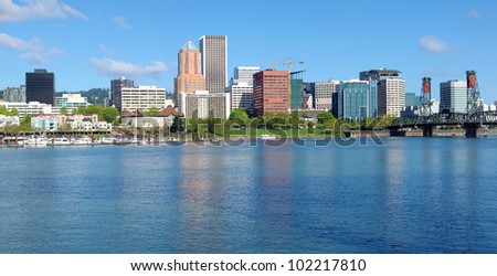 City of Portland Oregon skyline panorama.