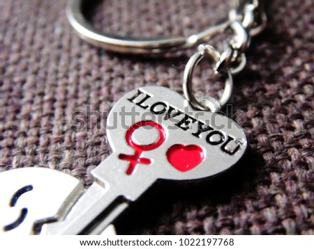 heart and key with the inscription 'i love you'