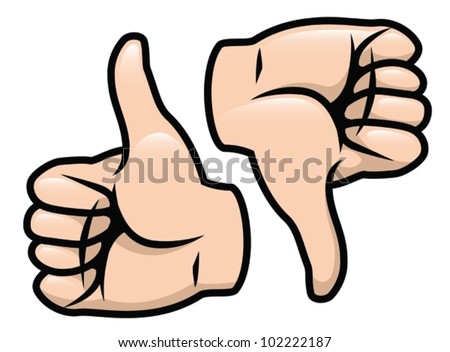 A cartoon vector drawing of a thumbs up and a thumbs down. Vector. Royalty-Free Stock Photo #102222187