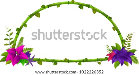 vector illustration of frame of bamboo and flower