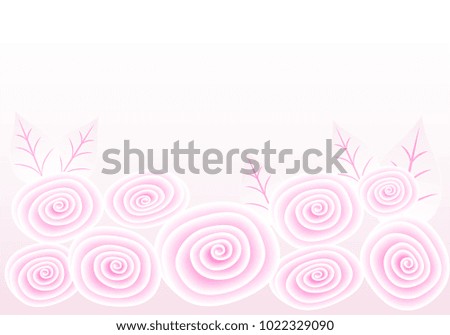 Love card design Paper art flower White-Pink Roses  design with light and shadows. Vector 