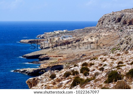 View of maltese coast from the Mnajdra temple complex.