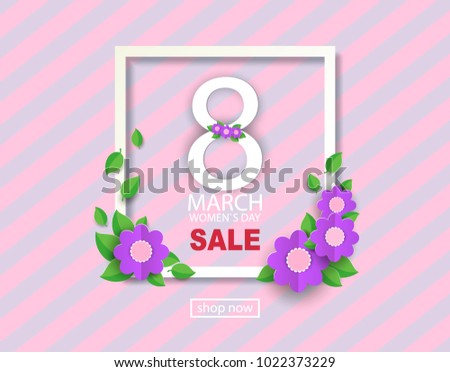 Sale, special offer, online shopping. Happy Women's Day, March 8th. Vector EPS10