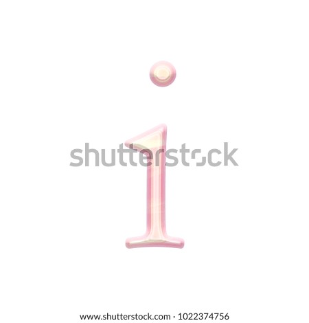 Soft pastel pink and yellow lowercase or small letter I in a 3D illustration with a paint brushed light style in an antique bookletter font isolated on a white background with clipping path.