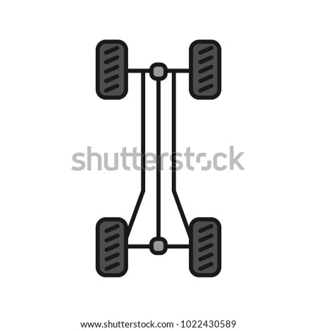 Car chassis frame color icon. Isolated vector illustration