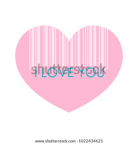 I love you heart barcode, vector. Price of love. Isolated over white background
