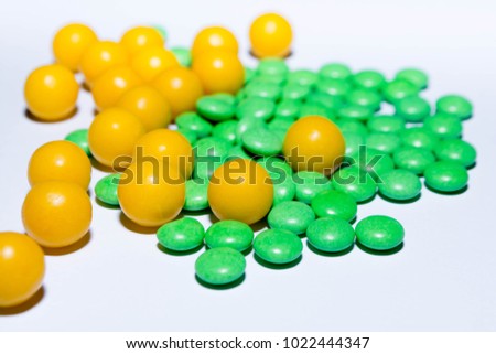 Pills and medication on a white background