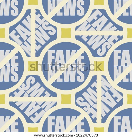 Conceptual seamless pattern with logo fake news. Global problems of humanity.