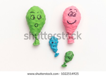 Smiley faces balloons in different shapes