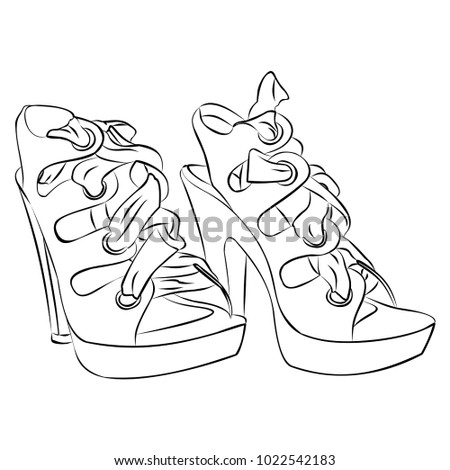 graphic drawing of stylish shoes for summer