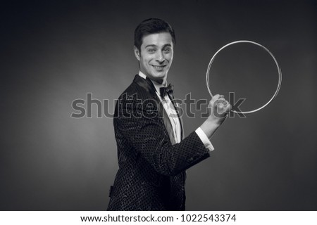 Magician show trick and photo shoot in studio