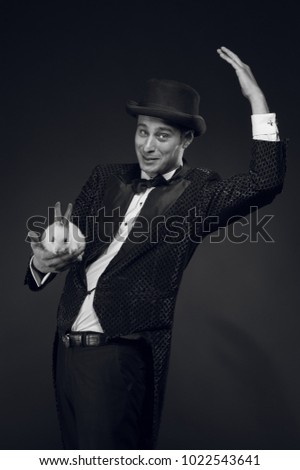 Magician show trick and photo shoot in studio