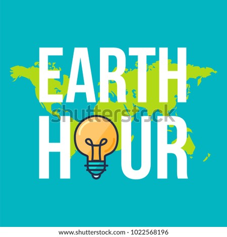 Earth Hour Banner With Lamp And Text. Ecology poster. Vector