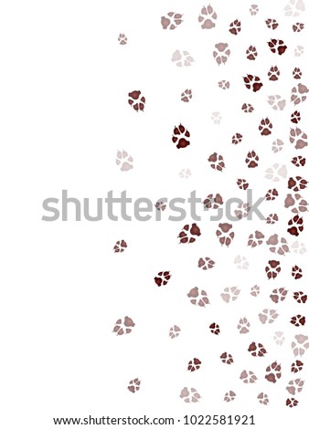 Dog or cat paw brown footprint, isolated on white back layer. Doggo, puppy or kitten foot steps vector contour. Cute animal background of paw foot print for illustration or fashion design.