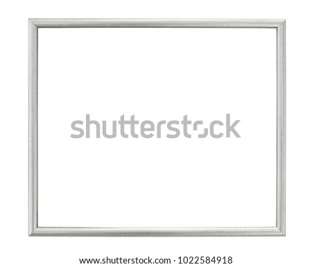 Silver colored picture frame isolated on white background with clipping path