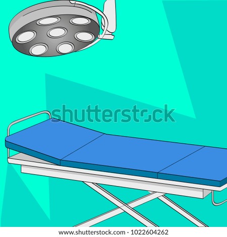 Operating room. raster illustration. Table and medical lighting