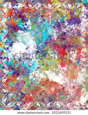 Abstract mosaic floral frame. Raster clip art