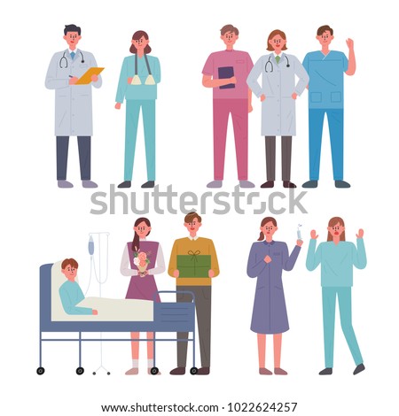 Doctors who treat patients. hand drawing style vector illustration flat design