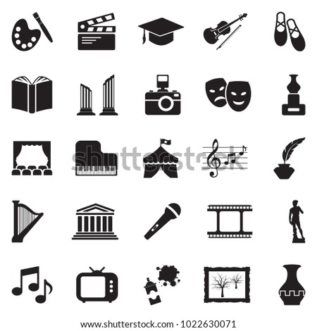 Culture Icons. Black Flat Design. Vector Illustration.  Royalty-Free Stock Photo #1022630071
