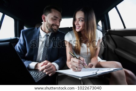Business People Meeting Working Car Inside