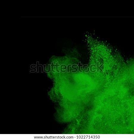 Green color powder splash design and illustration for background.  