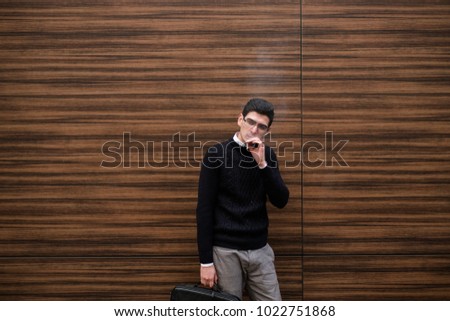 stress smoking. stressful business worker modern lifestyle. cigarette break during busy work day. copyspace concept
