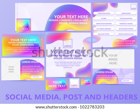 Social media posts, header, banner with retro pattern and logo template. Cover design for social networks. Universal Advertising template banner with vibrant gradients. Vector iilustration. EPS 10 	
