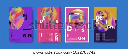 Abstract colorful liquid and curvy colors background for poster design. Blue, yellow, red, orange, pink and green. Vector banner poster template in Eps10.