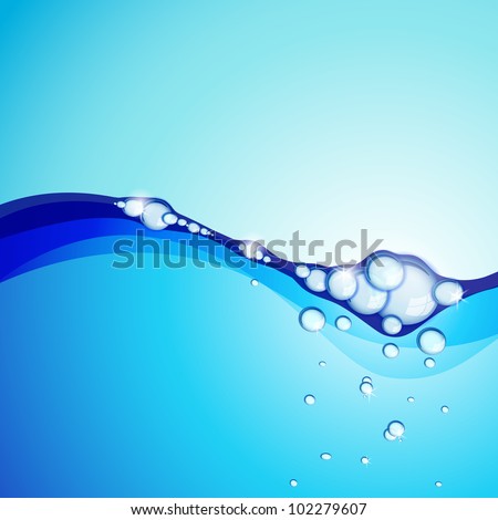 Abstract background with water waves and shiny bubbles for save water concept and other purpose. can be use as flyer, banner or poster.EPS 10. .