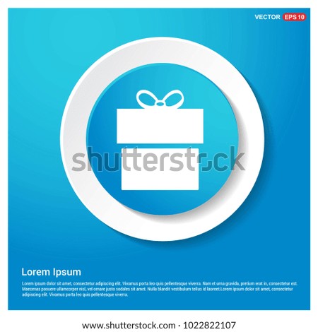 Christmas Gift Box Icon Abstract Blue Web Sticker Button
