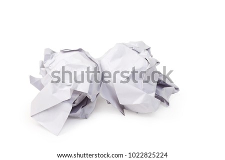 White paper rubbish isolated on white background, clipping path.