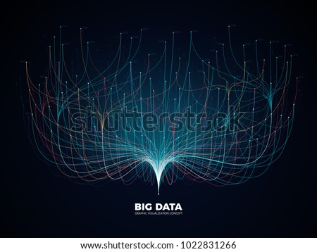 Big data network visualization concept. Digital music industry, abstract science vector background. Virtual flow big binary data visualization illustration Royalty-Free Stock Photo #1022831266