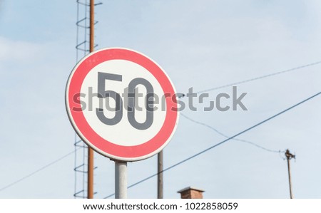 traffic signs of speed limits on the road