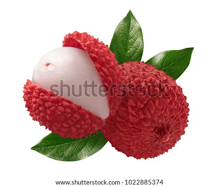 Lychee composition isolated on white background as package design element Royalty-Free Stock Photo #1022885374