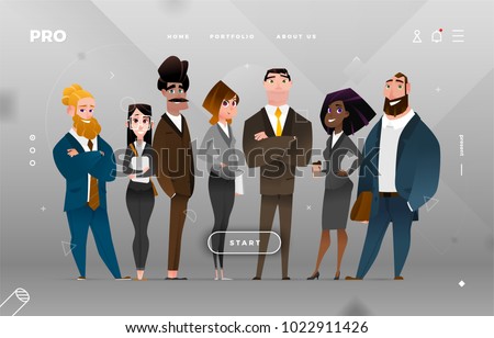 Main Page Business Design with Cartoon Character for Web Site Royalty-Free Stock Photo #1022911426