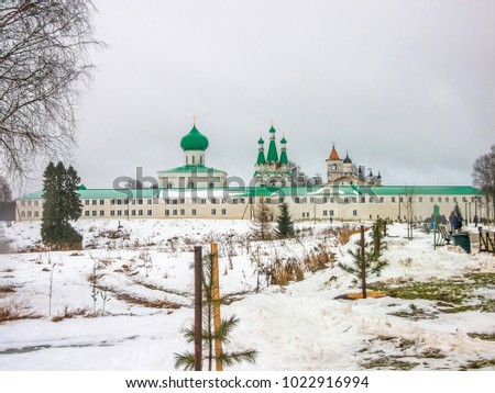 Holy Trinity Alexander-Svirsky monastery in the early spring. Male Orthodox Church in the Leningrad region of St. Petersburg, famous monuments of architecture of the XVI and XVII centuries.
