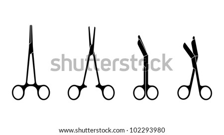 Vector illustration of  various professional medical Scissors