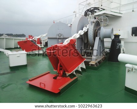 Anchor station at the bow side of a ship or vessel. 