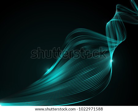 Abstract bright wavy lines on a dark blue background Futuristic technology illustration design The pattern of the wave line Abstract modern background for web site business Graphics Raster image Royalty-Free Stock Photo #1022971588