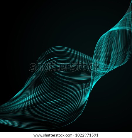 Abstract bright wavy lines on a dark blue background Futuristic technology illustration design The pattern of the wave line Abstract modern background for web site business Graphics Raster image