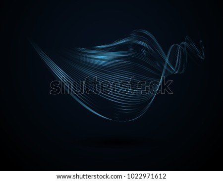 Abstract wavy lines on a dark background Futuristic technology illustration design The pattern of the wave line Abstract modern background for advertising templates web business Design element Raster